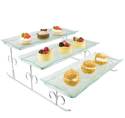 3-Tier Wave Glass Stand