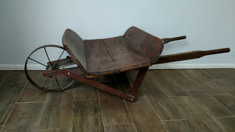 Antique Wood Wheelbarrow