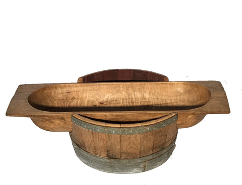 Wood Trough W/ Barrel